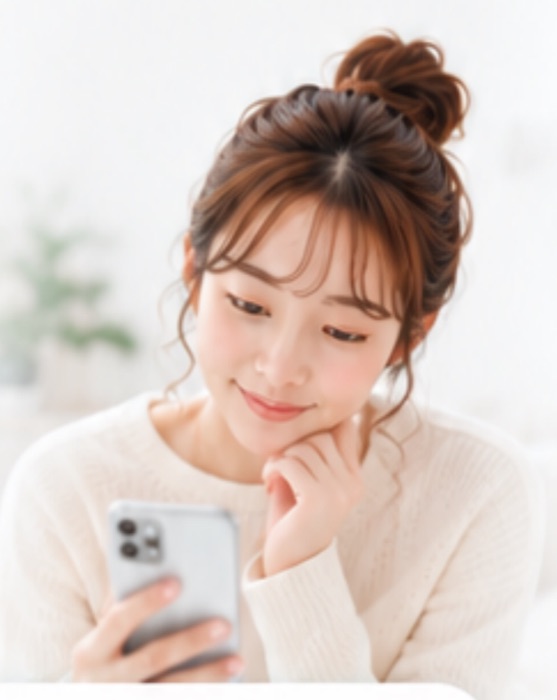 スマホを見る女性