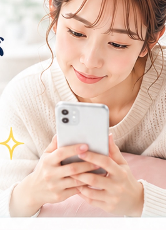 スマホを見る女性