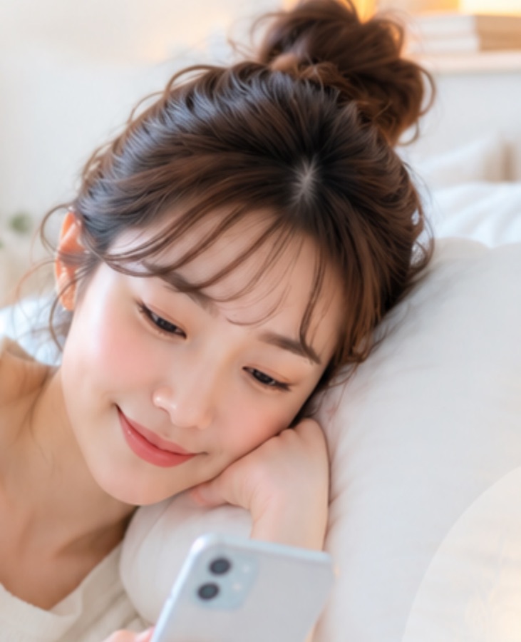 スマホを見る女性